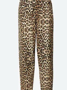 Leopard Print Straight-Leg Trousers in Neutral Animal Print